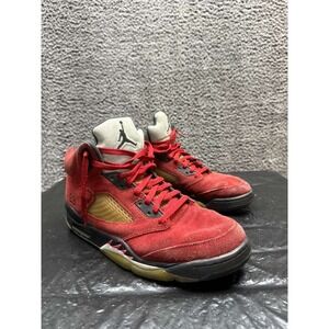 Nike Air Jordan 5 Retro Raging Bull Suede Sneakers Red DD0587-600 Men Size 11 US